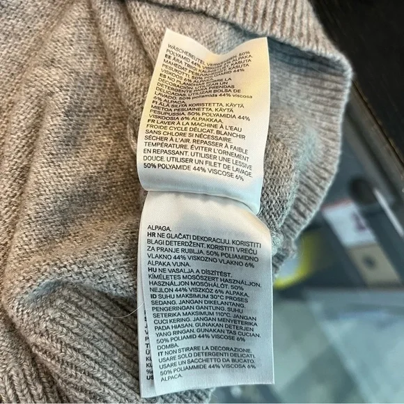 H&M Women's Medium Angora Blend Pug Dog Gangsta Wrapper Pullover Sweater Grey - Picture 10 of 11